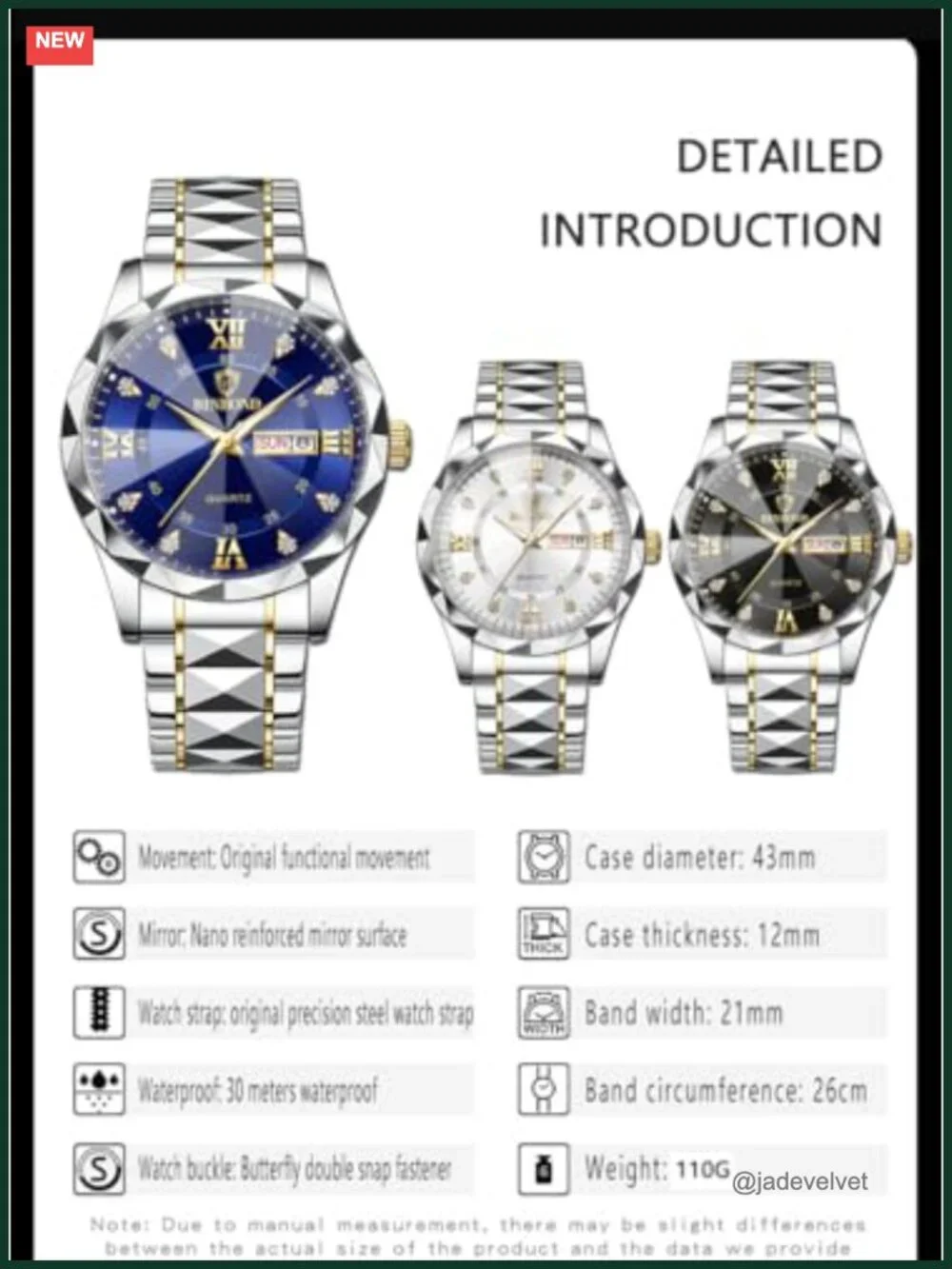 Men's Stainless Steel Roman Numeral Analog Quartz Watch with Day-Date Calendar,